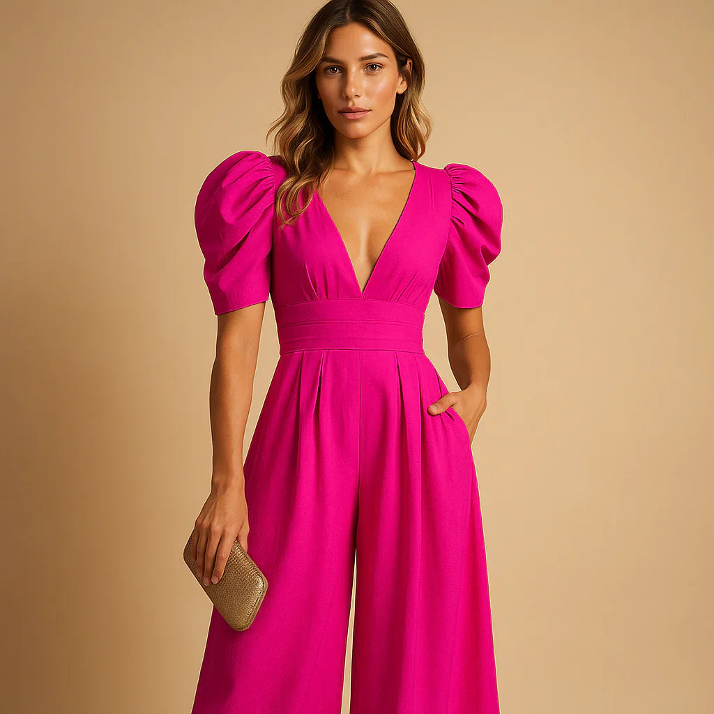 Flatterende jumpsuit met pofmouwen 4
