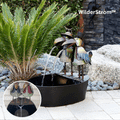 Gartenbrunnen mit Tiermotiv aus Polyresin | Naturstein-Optik & sanftes Plätschern | Für Terrasse, Balkon & Garten, Pumpe inkl. 0