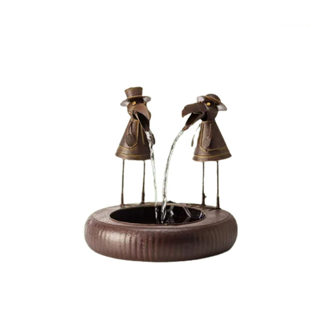 Gartenbrunnen mit Tiermotiv aus Polyresin | Naturstein-Optik & sanftes Plätschern | Für Terrasse, Balkon & Garten, Pumpe inkl. 1