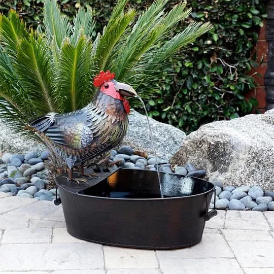 Gartenbrunnen mit Tiermotiv aus Polyresin | Naturstein-Optik & sanftes Plätschern | Für Terrasse, Balkon & Garten, Pumpe inkl. 3