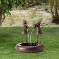 Gartenbrunnen mit Tiermotiv aus Polyresin | Naturstein-Optik & sanftes Plätschern | Für Terrasse, Balkon & Garten, Pumpe inkl. 6