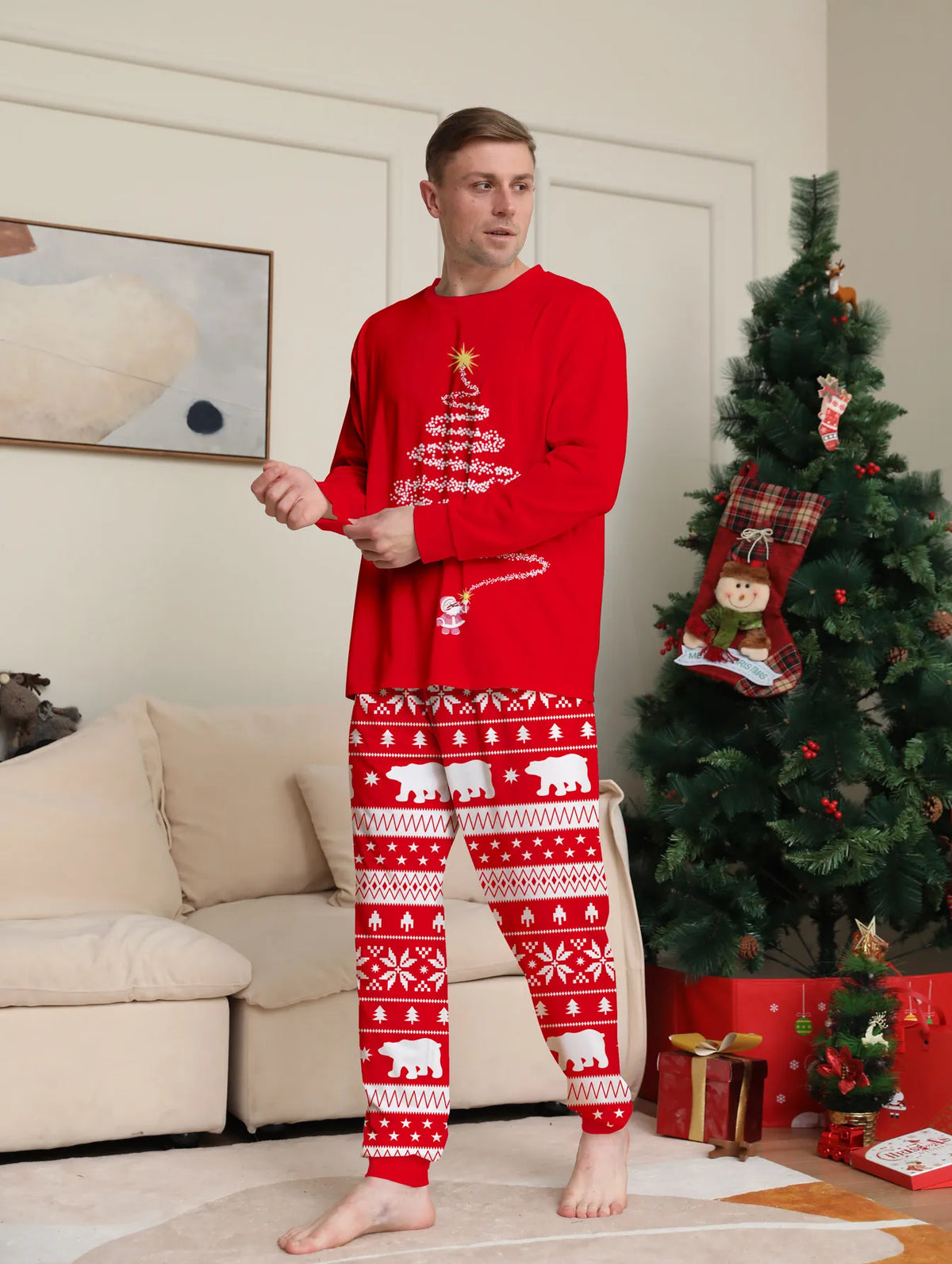 Gezinsset kerst pyjama's voor moeder, dochter en baby - lange mouwen 5