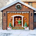 Gingerbread Family Christmas Garage Door Cover - Festive Holiday Decor 1