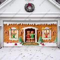 Gingerbread Family Christmas Garage Door Cover - Festive Holiday Decor 2