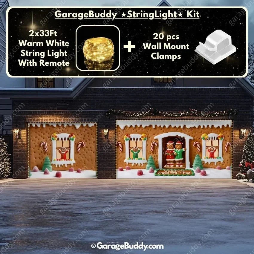 Gingerbread Family Christmas Garage Door Cover - Festive Holiday Decor 9