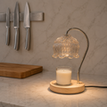 Glass Candle Warmer Lamp with Dimmable LED and Wood Base for Cozy Home Fragrance 2