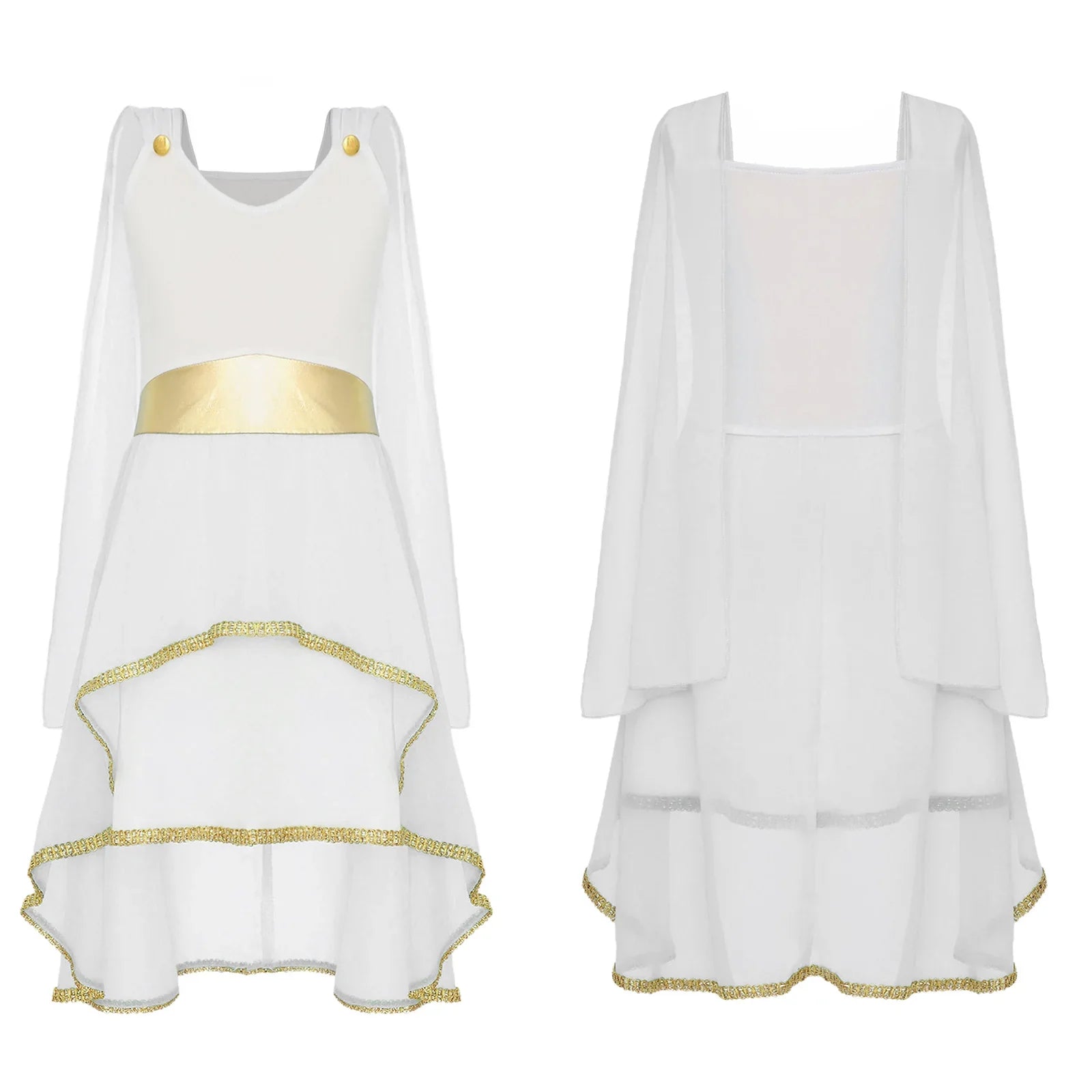 Grieks-Romeins Athena Godin Kostuum voor Meisjes met Gouden Accenten en Toga 3