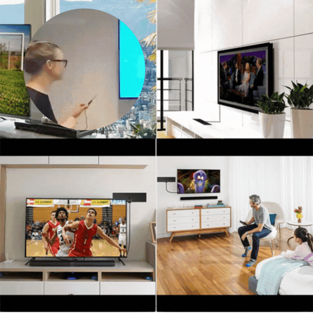 HDTV Antenne Indoor mit Signalverstärker | Slim TV-Antenne für HD-Empfang | Koaxialkabel inklusive | einfache Installation 2