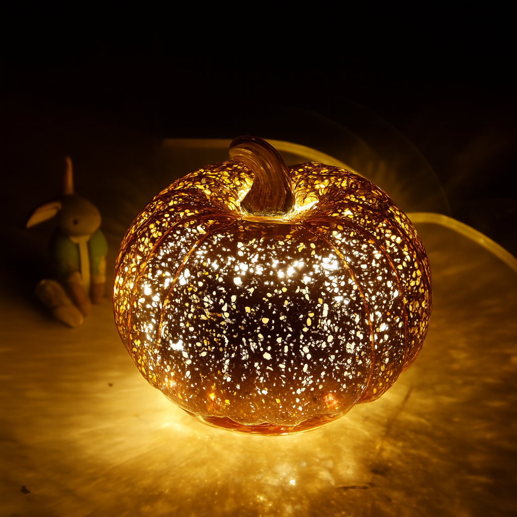 Halloween Decoraties Glas Pompoen LED Verlichting Set 1