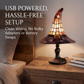 Halloween Witch Hat Table Lamp with Stained Glass Panels for Bedroom Bedside Decoration 2