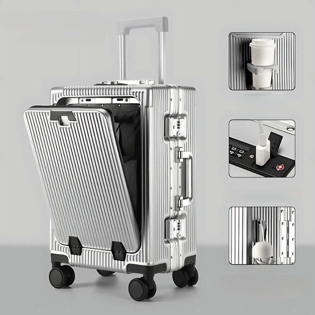 Handgepäck Koffer 20 Zoll mit Laptopfach, TSA-Schloss und USB-Anschluss, leicht und robust 0