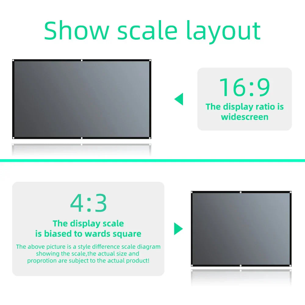 Salange Projector Screen 16:9 Metal Anti Light Curtain Reflective Fabric Cloth For YG300 XGIMI H3 HALO Mogo Xiaomi DLP Projector VestraGear