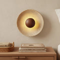Heliara Round Halo Travertine Stone Wall Light 1