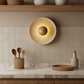 Heliara Round Halo Travertine Stone Wall Light 2