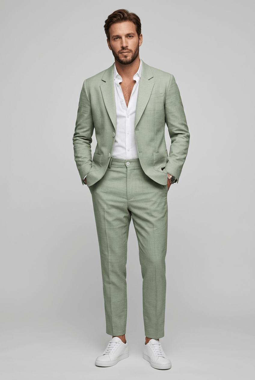 Heren Slim Fit Set – Tweedelig met Notch Revers, Geschikt voor Werk en Formele Gelegenheden 0