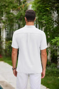 Herren T-Shirt aus Baumwolle und Leinen mit natürlichem Falten-Look 3