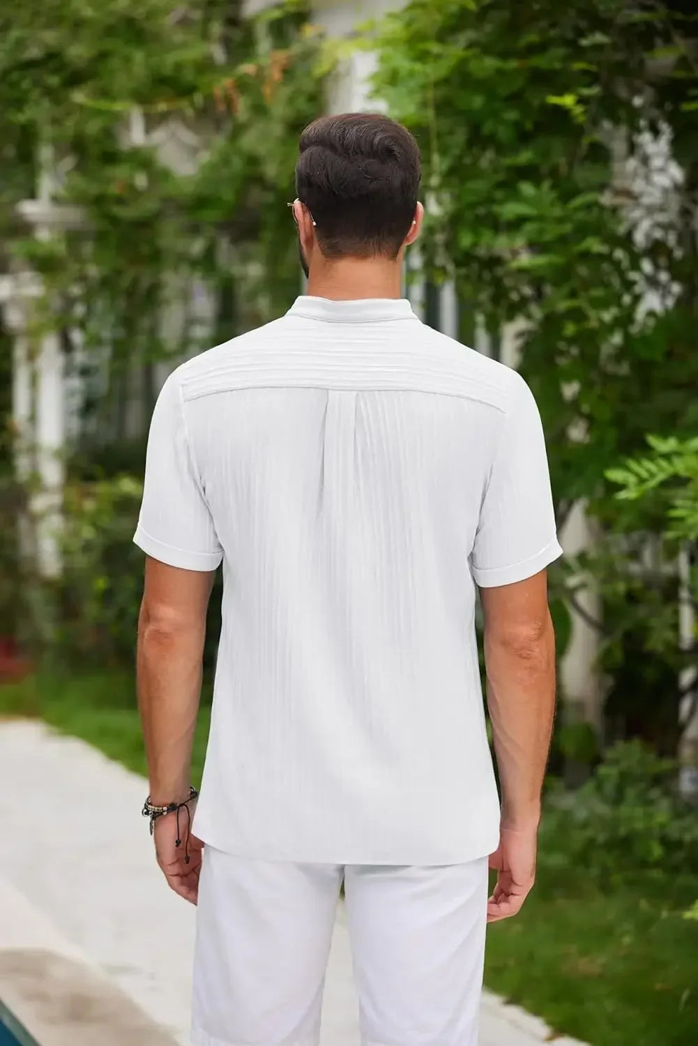 Herren T-Shirt aus Baumwolle und Leinen mit natürlichem Falten-Look 3