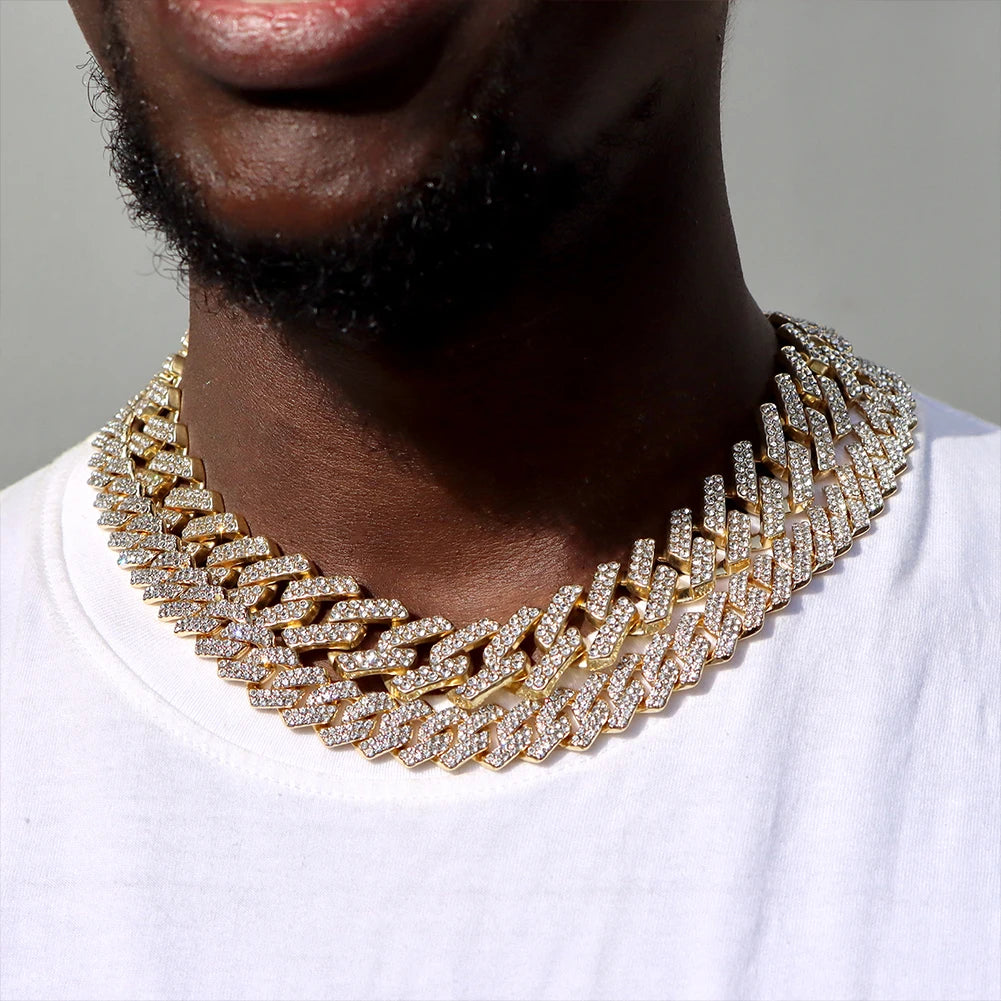 Iced Out Cuban Link Kette 14mm mit Rhombus-Diamanten für Unisex Hip Hop Style 3