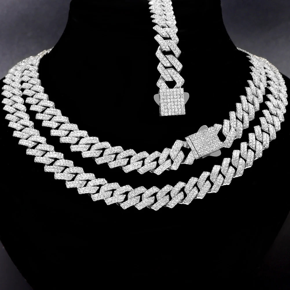 Iced Out Cuban Link Kette 14mm mit Rhombus-Diamanten für Unisex Hip Hop Style 4