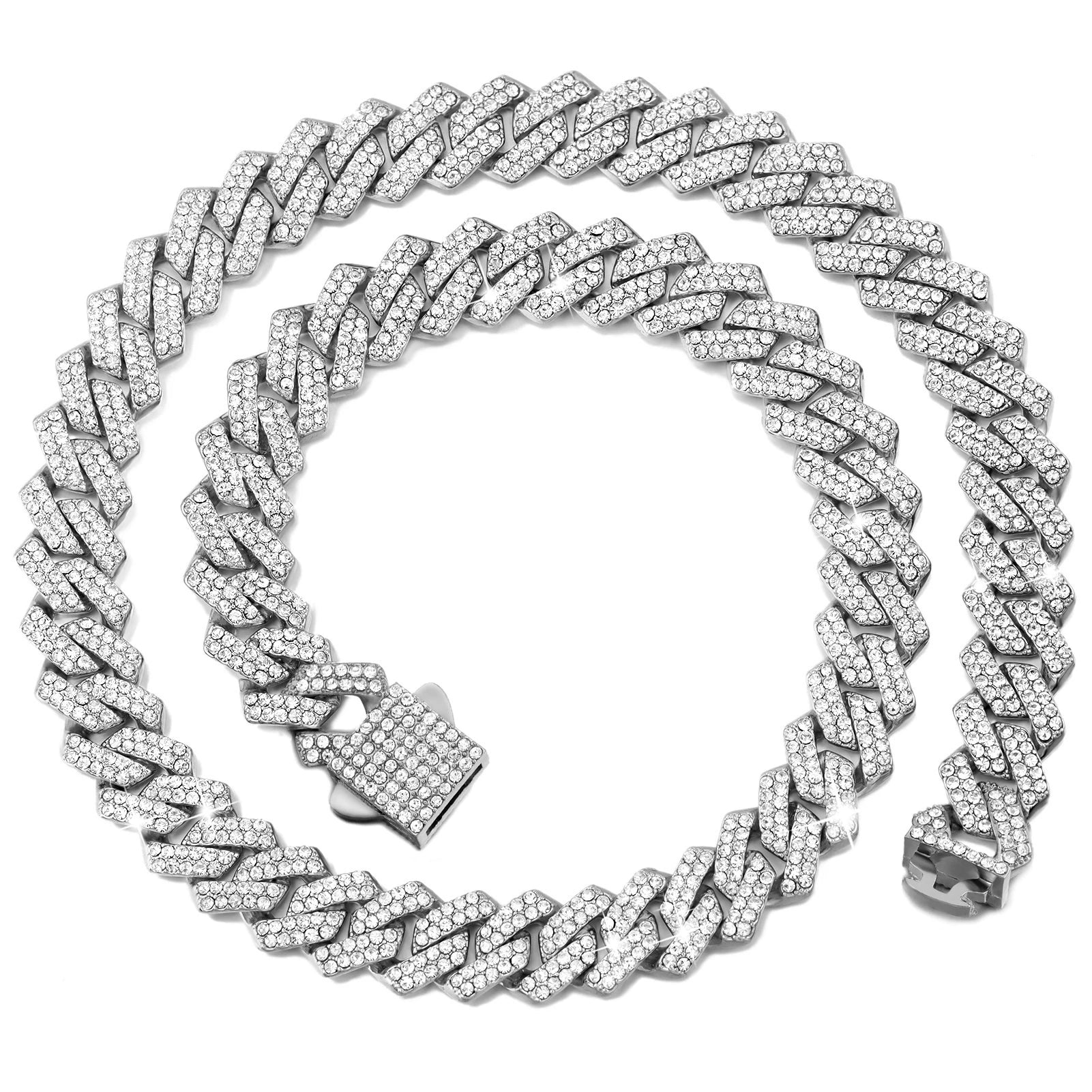 Iced Out Cuban Link Kette 14mm mit Rhombus-Diamanten für Unisex Hip Hop Style 5