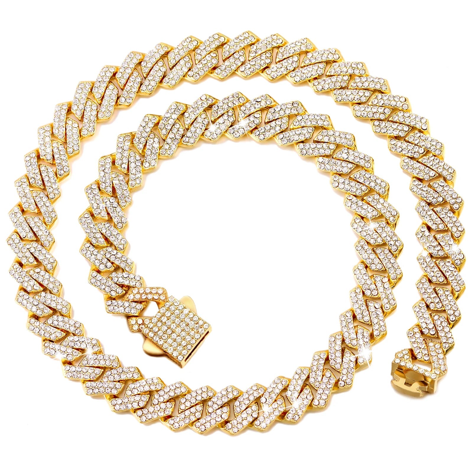Iced Out Cuban Link Kette 14mm mit Rhombus-Diamanten für Unisex Hip Hop Style 6