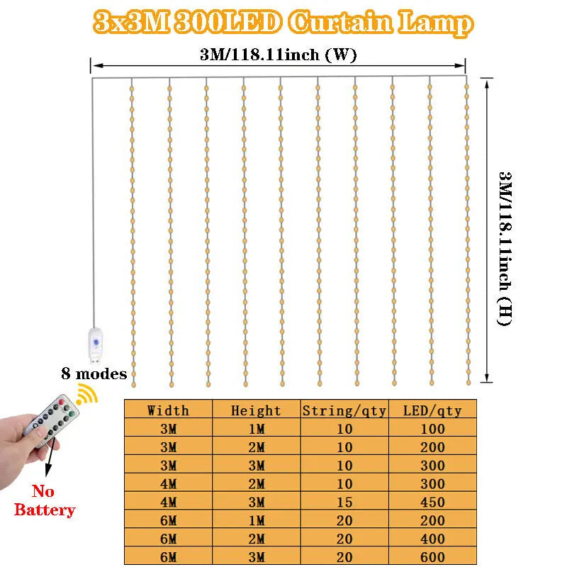 LED-gordijnlicht met Afstandsbediening - 3/4/6m USB Verlichting voor Sfeervolle Decoratie 4