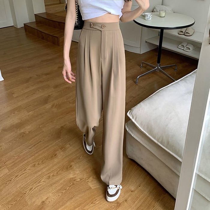 Lange weite Damen Stoffhose mit Taschen | Bequemer Sitz & vielseitig kombinierbar | Für Büro & Freizeit, S–3XL, High-Waist Look 2