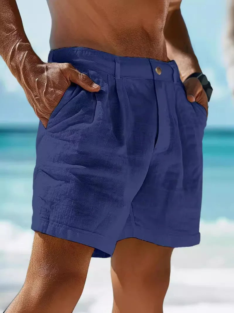 Leichte Leinen Herren Shorts, Atmungsaktiv, Regular Fit, Vielseitig, Ideal für Freizeit und Urlaub 1