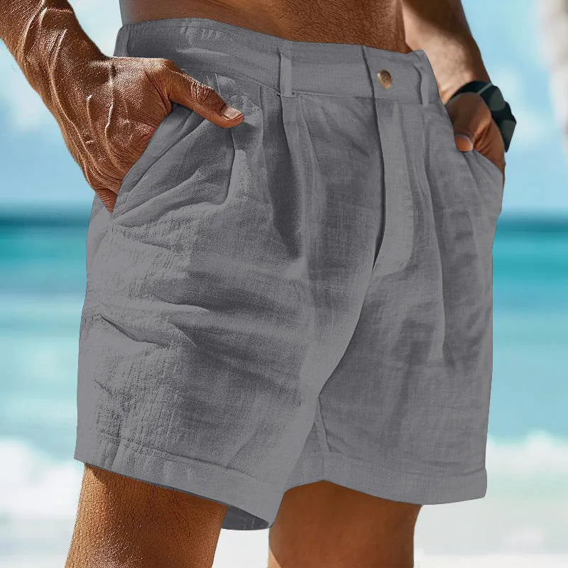 Leichte Leinen Herren Shorts, Atmungsaktiv, Regular Fit, Vielseitig, Ideal für Freizeit und Urlaub 2