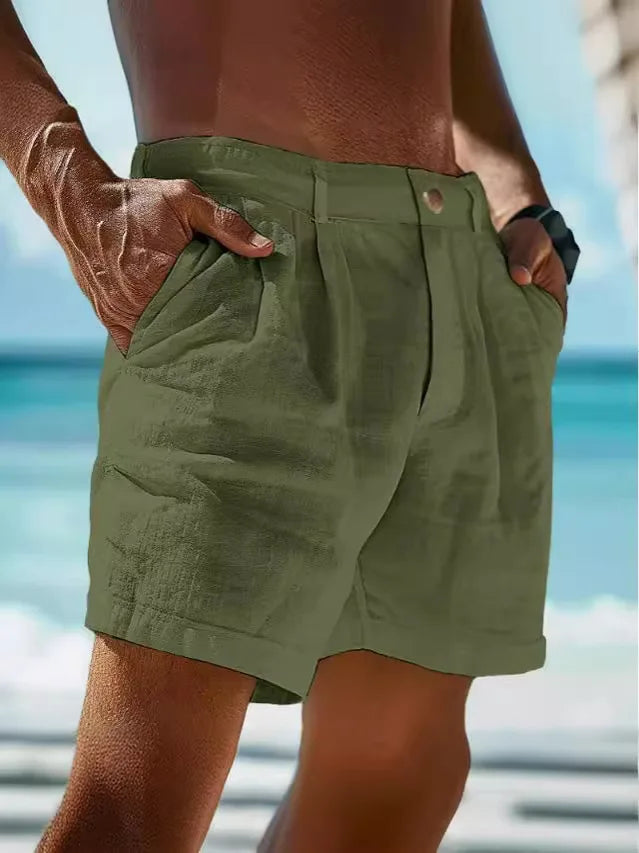 Leichte Leinen Herren Shorts, Atmungsaktiv, Regular Fit, Vielseitig, Ideal für Freizeit und Urlaub 3