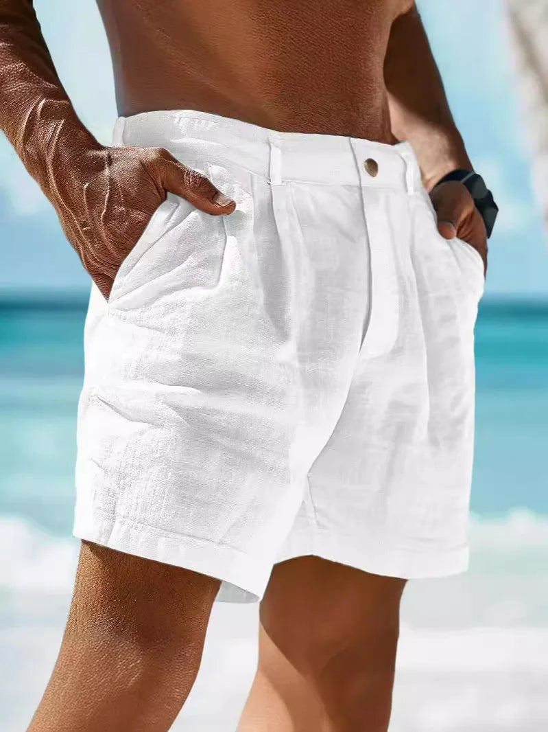 Leichte Leinen Herren Shorts, Atmungsaktiv, Regular Fit, Vielseitig, Ideal für Freizeit und Urlaub 4