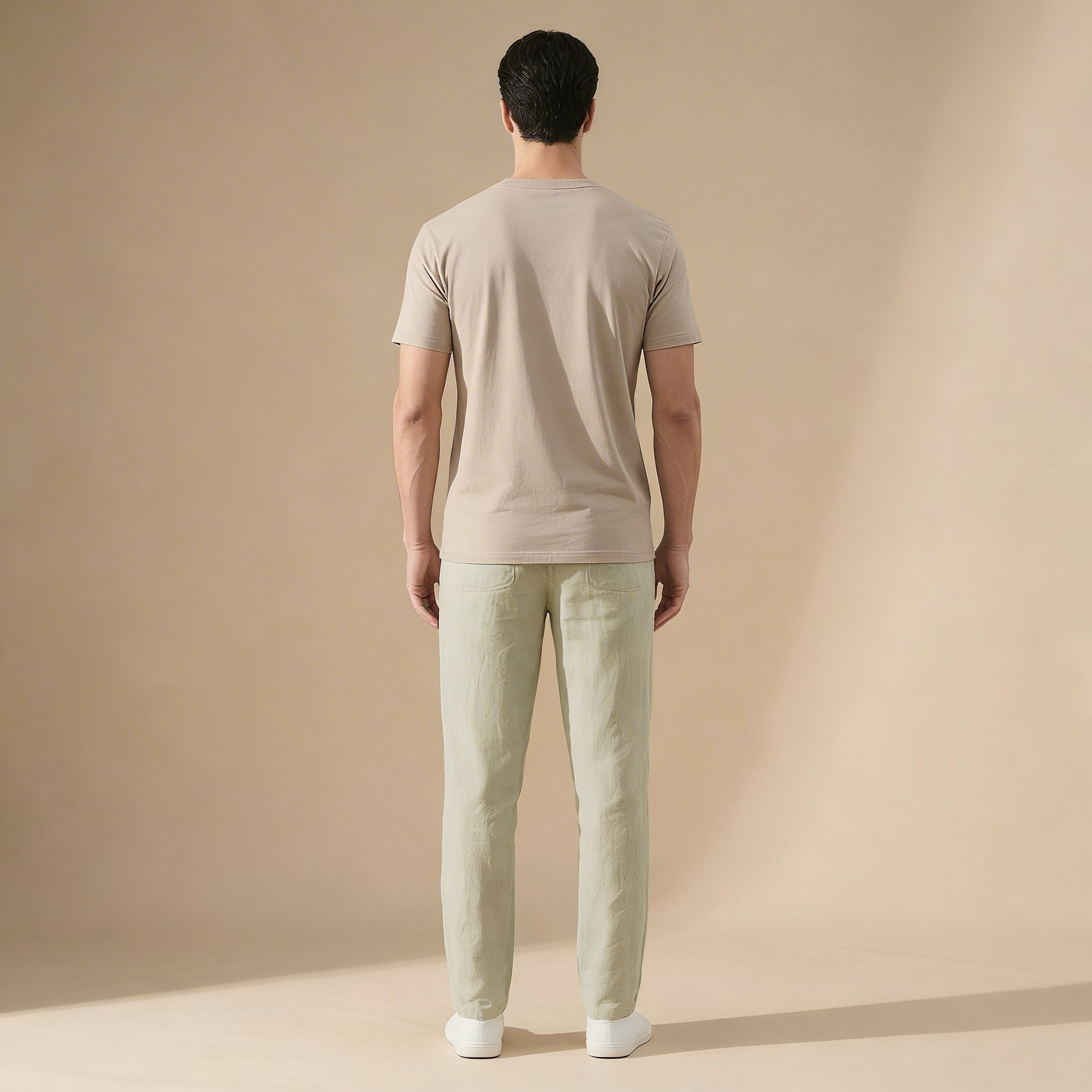 Leinen-Sommerhose für Herren, normale Passform, atmungsaktives Material, elastischer Bund 2
