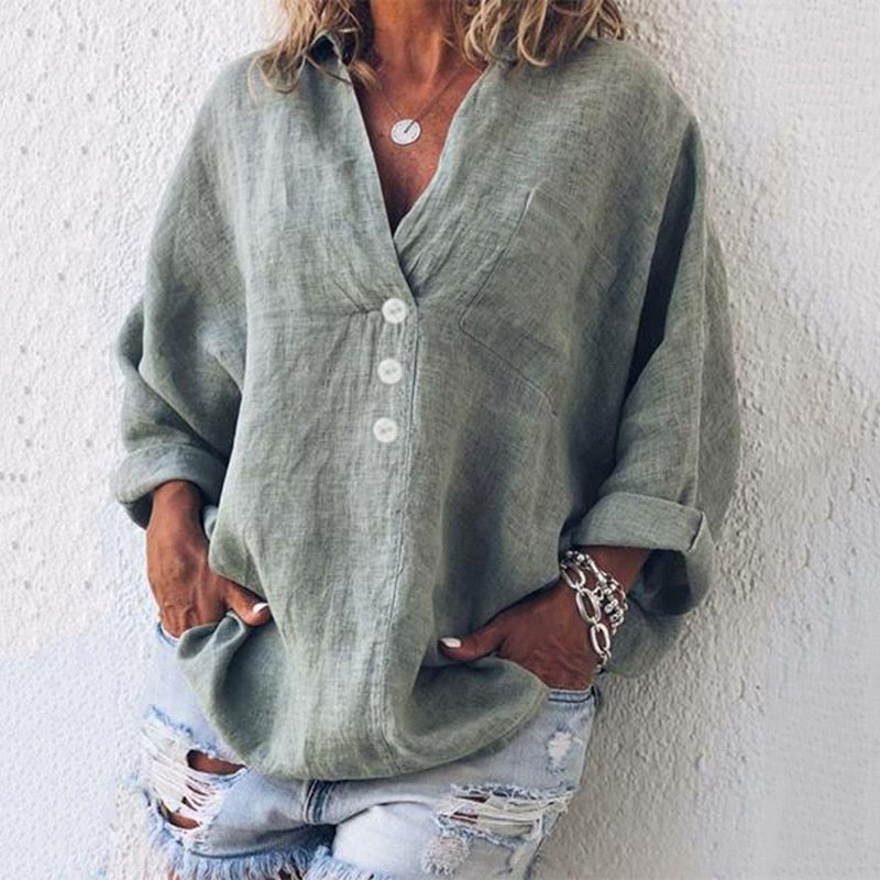 Leinenbluse Damen – Stilvolle Regular Fit Bluse aus Leinen für Frühling, vielseitig kombinierbar, verschiedene Farben 3