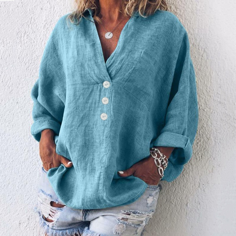 Leinenbluse Damen – Stilvolle Regular Fit Bluse aus Leinen für Frühling, vielseitig kombinierbar, verschiedene Farben 4