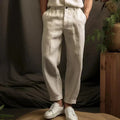 Leinenhose Herren Gerade Passform 100% Atmungsaktiv Sommer Freizeit Hose 2