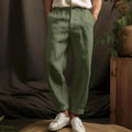 Leinenhose Herren Gerade Passform 100% Atmungsaktiv Sommer Freizeit Hose 3