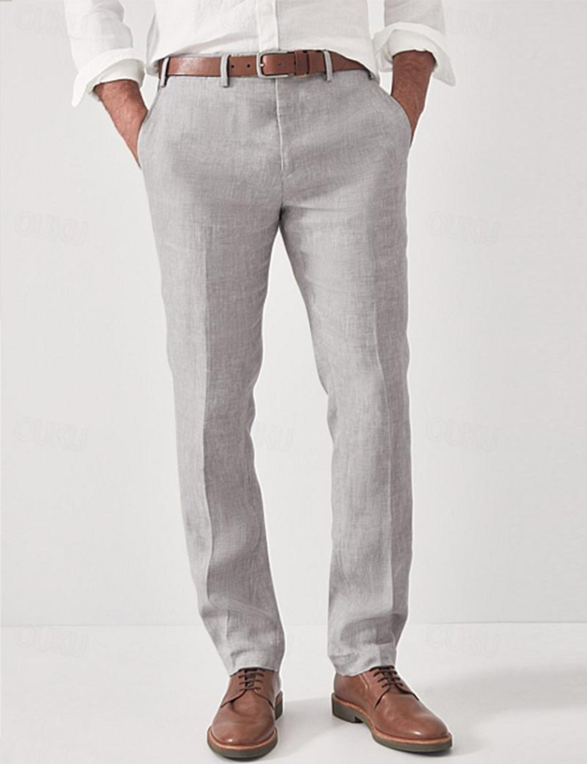 Leinenhose Herren Slim Fit 100% Leinen Atmungsaktiv für Sommerliche Anlässe 0