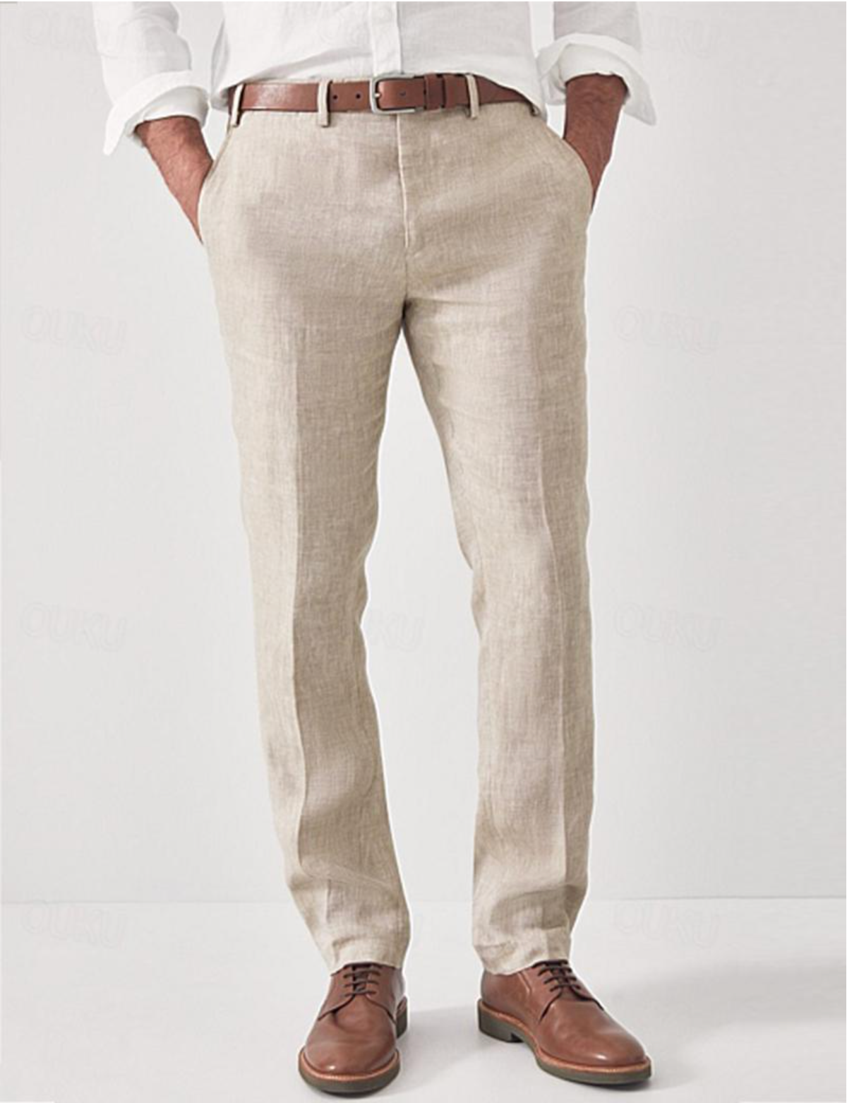 Leinenhose Herren Slim Fit 100% Leinen Atmungsaktiv für Sommerliche Anlässe 1