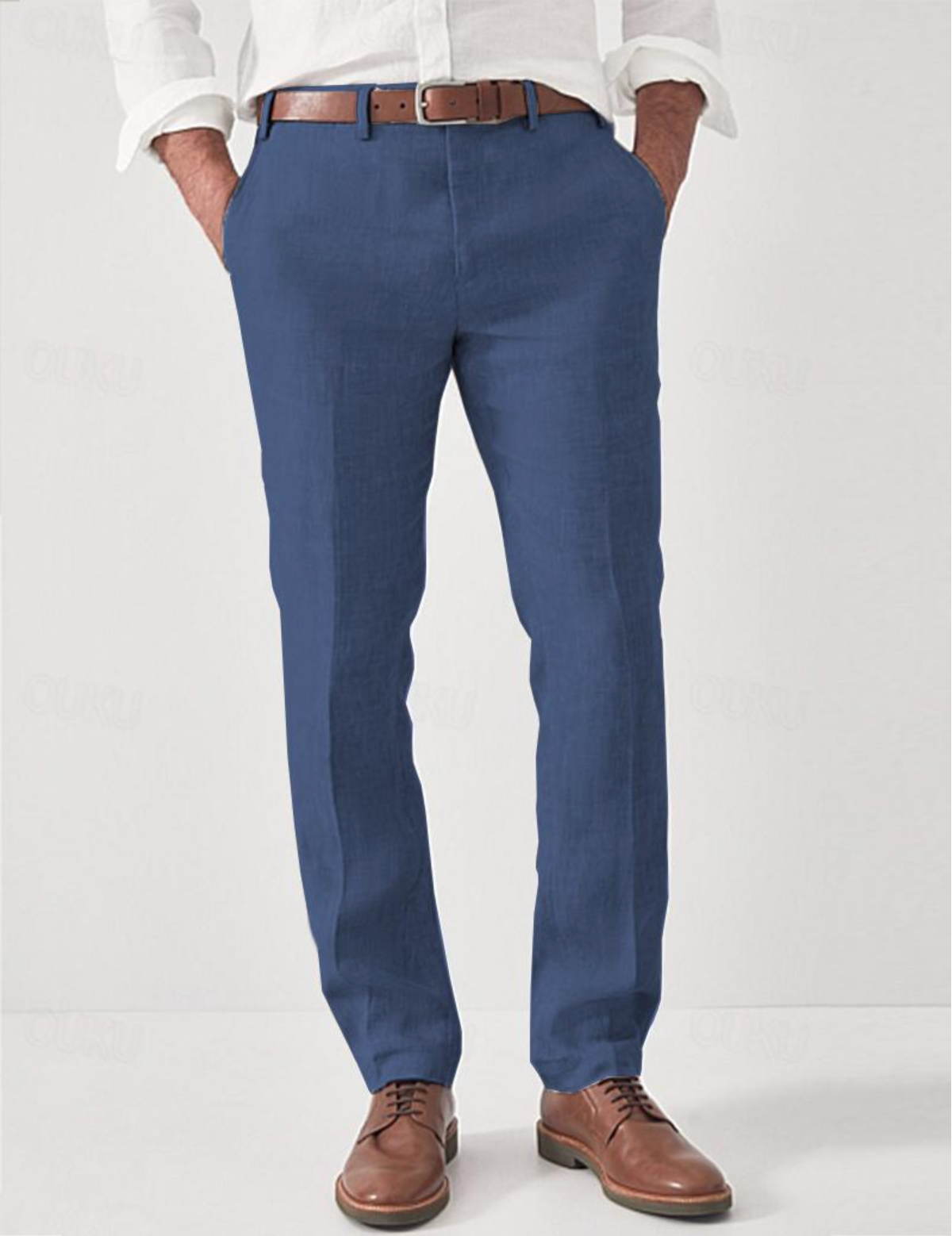 Leinenhose Herren Slim Fit 100% Leinen Atmungsaktiv für Sommerliche Anlässe 3