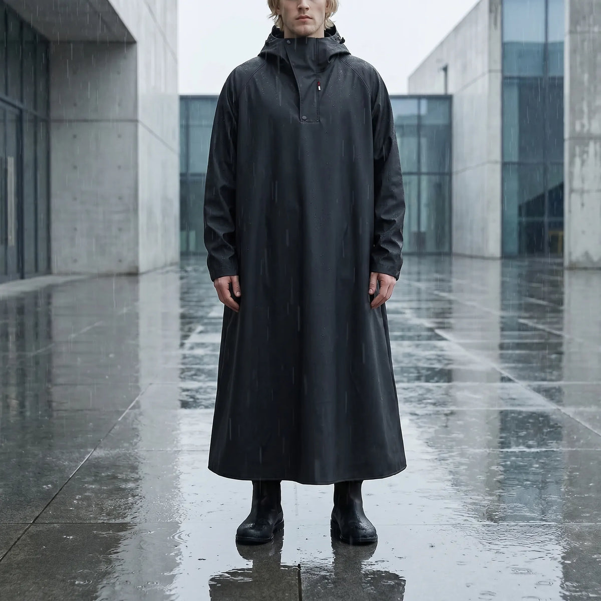 Long Hooded Riding Rain Jacket - Drizlecape 1