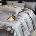 Luxuriöses Bettwäsche-Set aus 100 % ägyptischer Baumwolle mit Stickerei im Hotelstil, bestehend aus Bettbezug, Spannbettlaken und Kissenbezug (Queen- und Kingsize-Größe). 6
