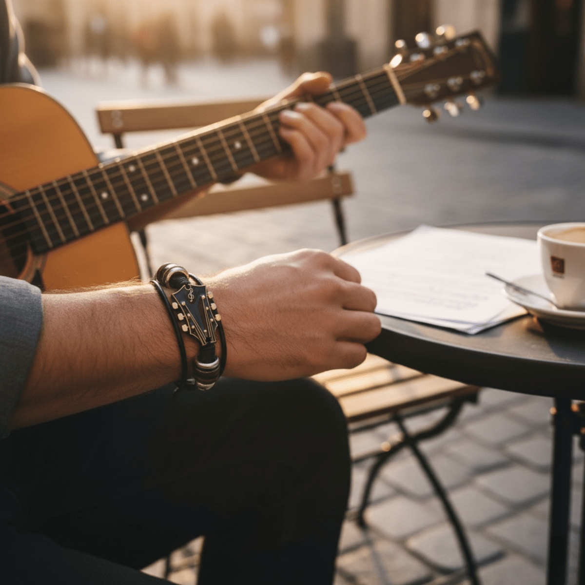MUSIKSTRUM – Lederarmband mit Gitarrenmotiv 5