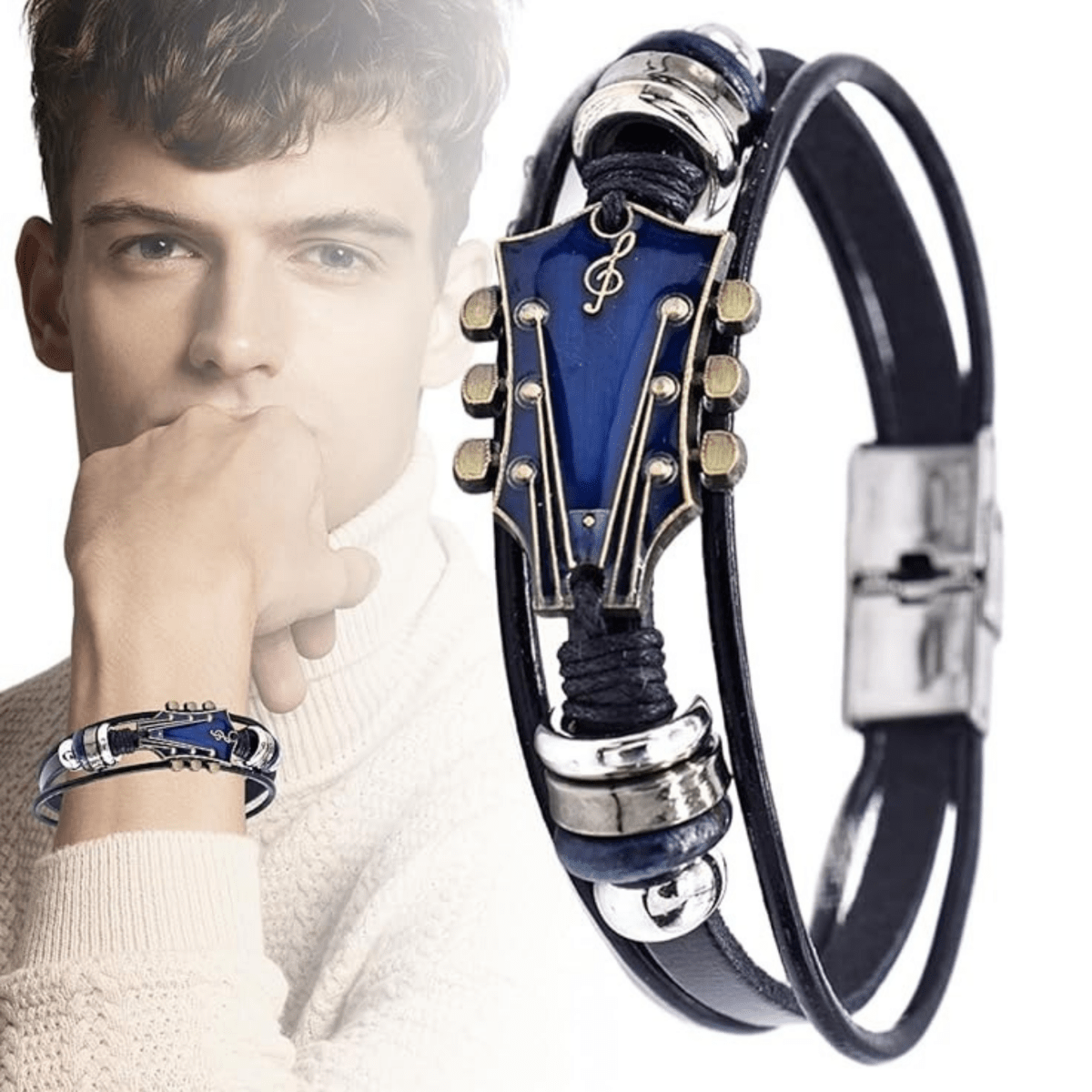 MUSIKSTRUM – Lederarmband mit Gitarrenmotiv 7