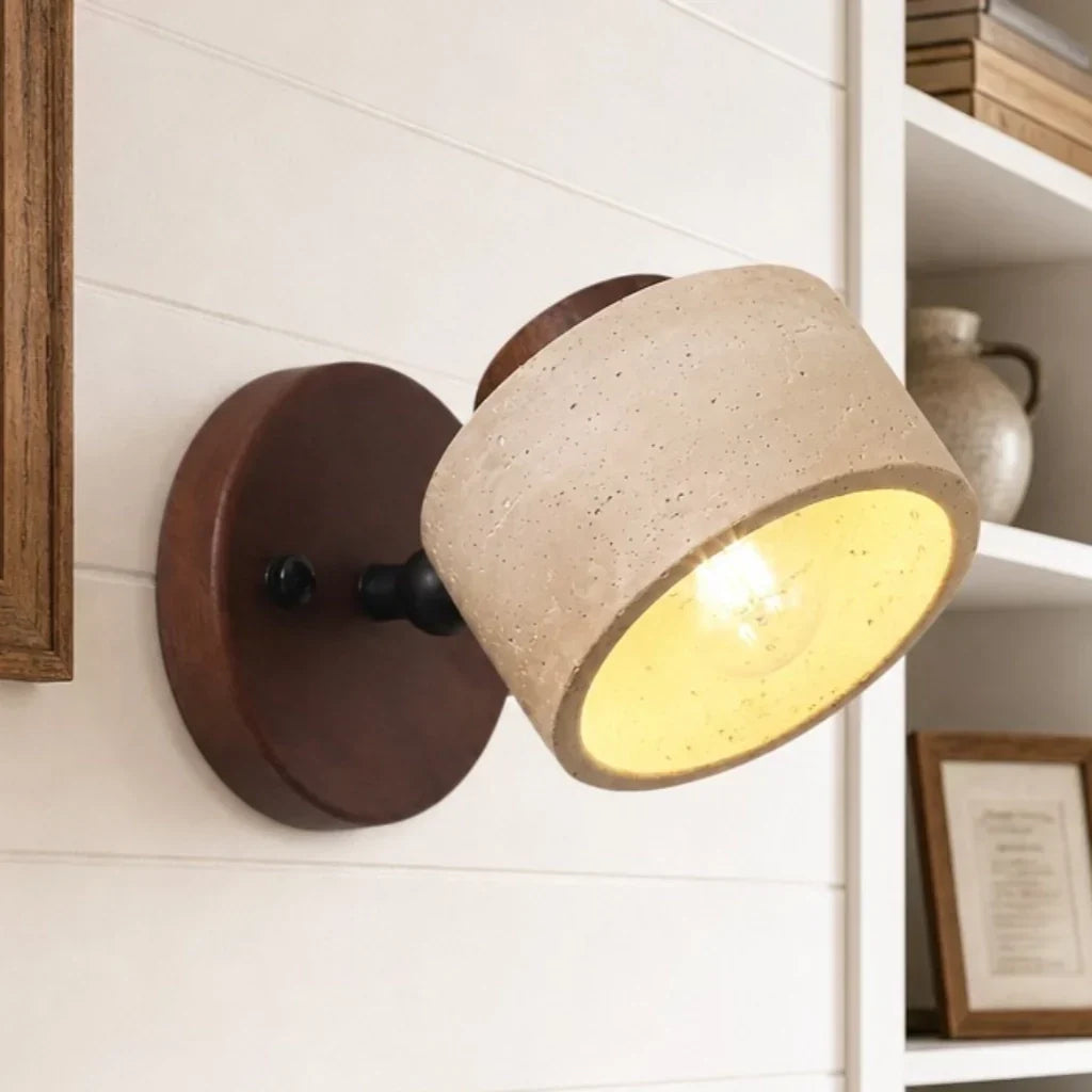 Maris Adjustable Travertine Wood Wall Sconce 0