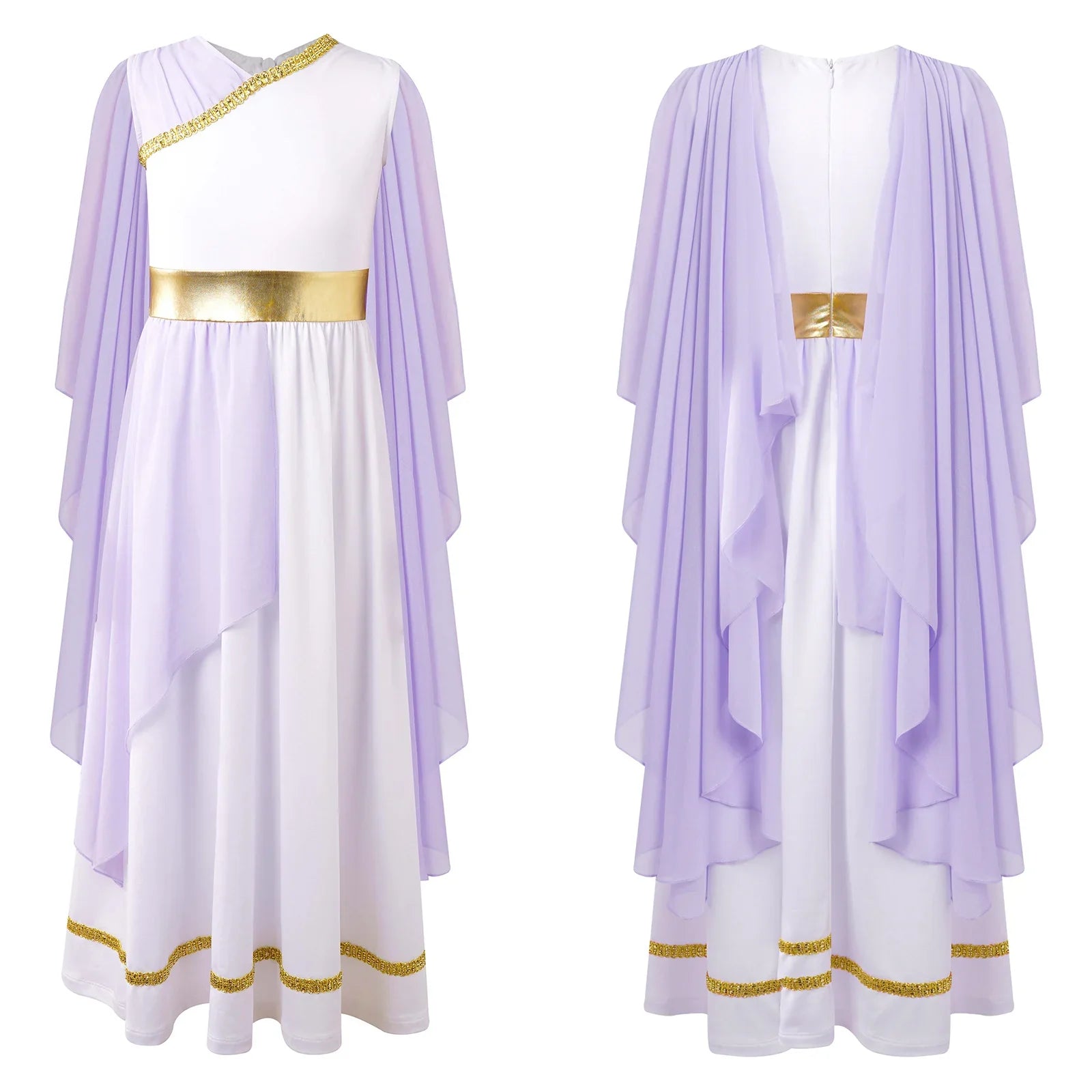 Meisjes Jurk - Griekse Prinses met Gouden Tailleband en Tule voor Carnaval 13