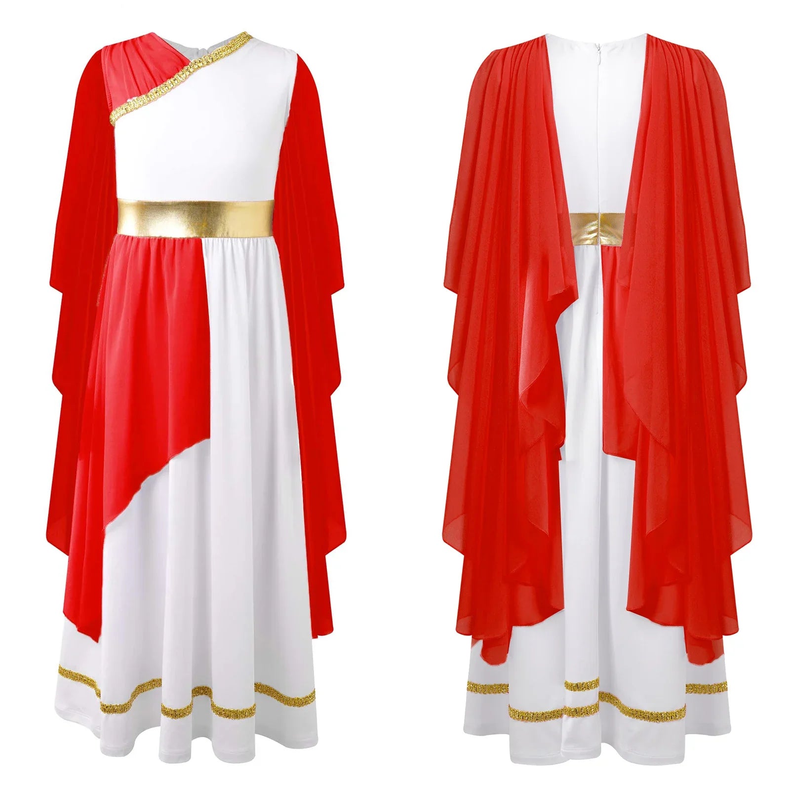 Meisjes Jurk - Griekse Prinses met Gouden Tailleband en Tule voor Carnaval 14