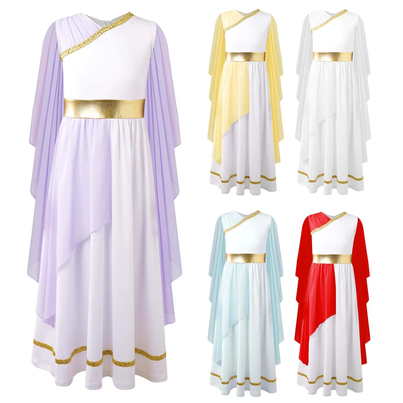 Meisjes Jurk - Griekse Prinses met Gouden Tailleband en Tule voor Carnaval 2