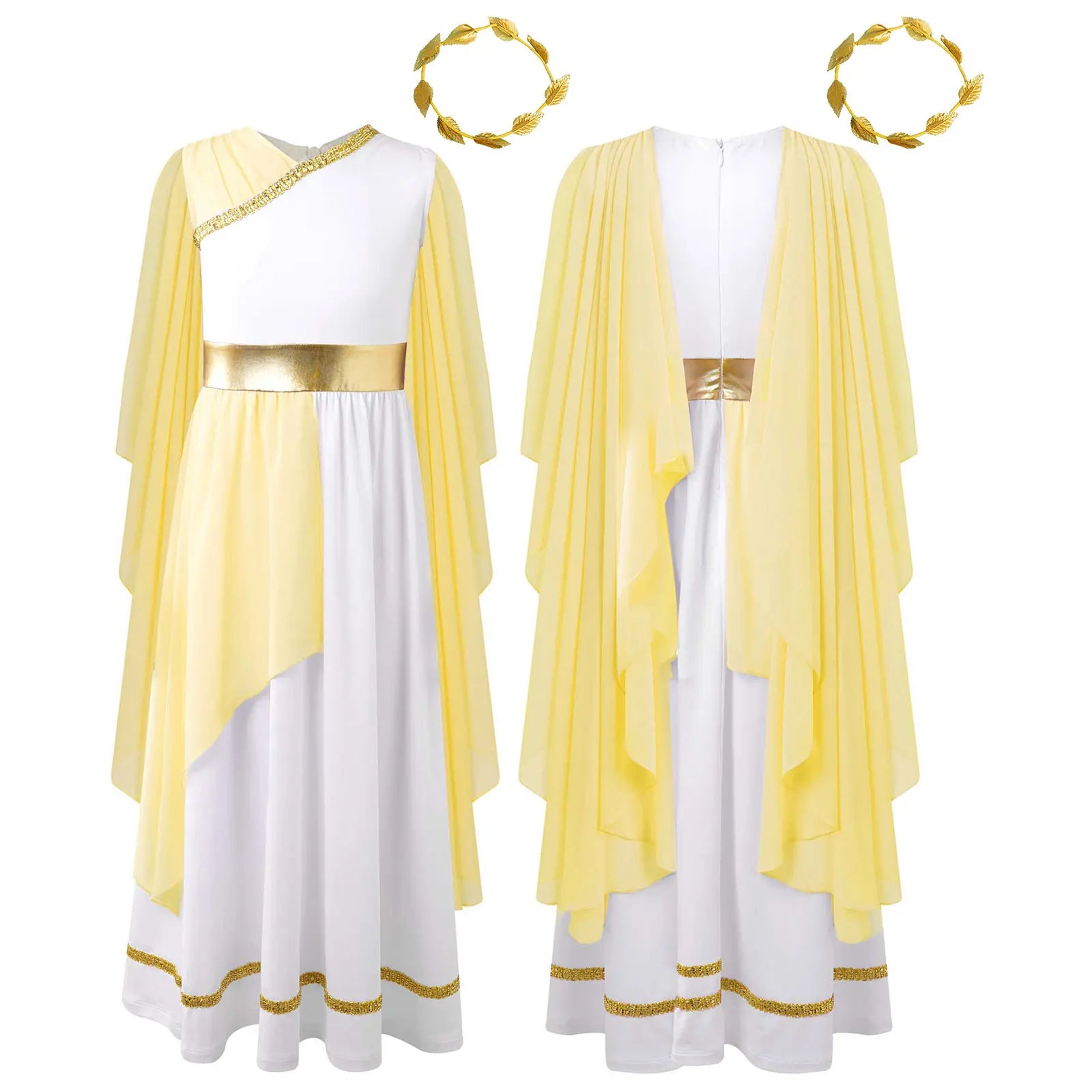 Meisjes Jurk - Griekse Prinses met Gouden Tailleband en Tule voor Carnaval 6