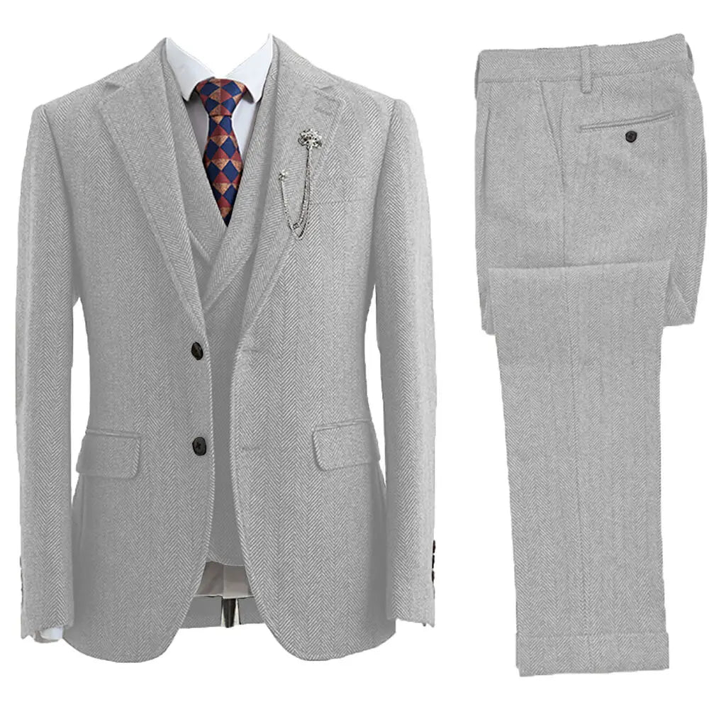 Michael - 3-Piece Herringbone-Patterned Suit 2