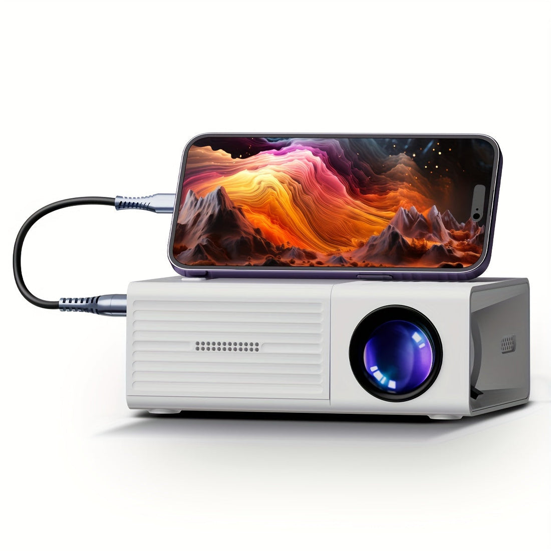 Mini LED Projektor mit HDMI & USB, Tragbarer Beamer für Filme und Gaming, HD-kompatibel 0